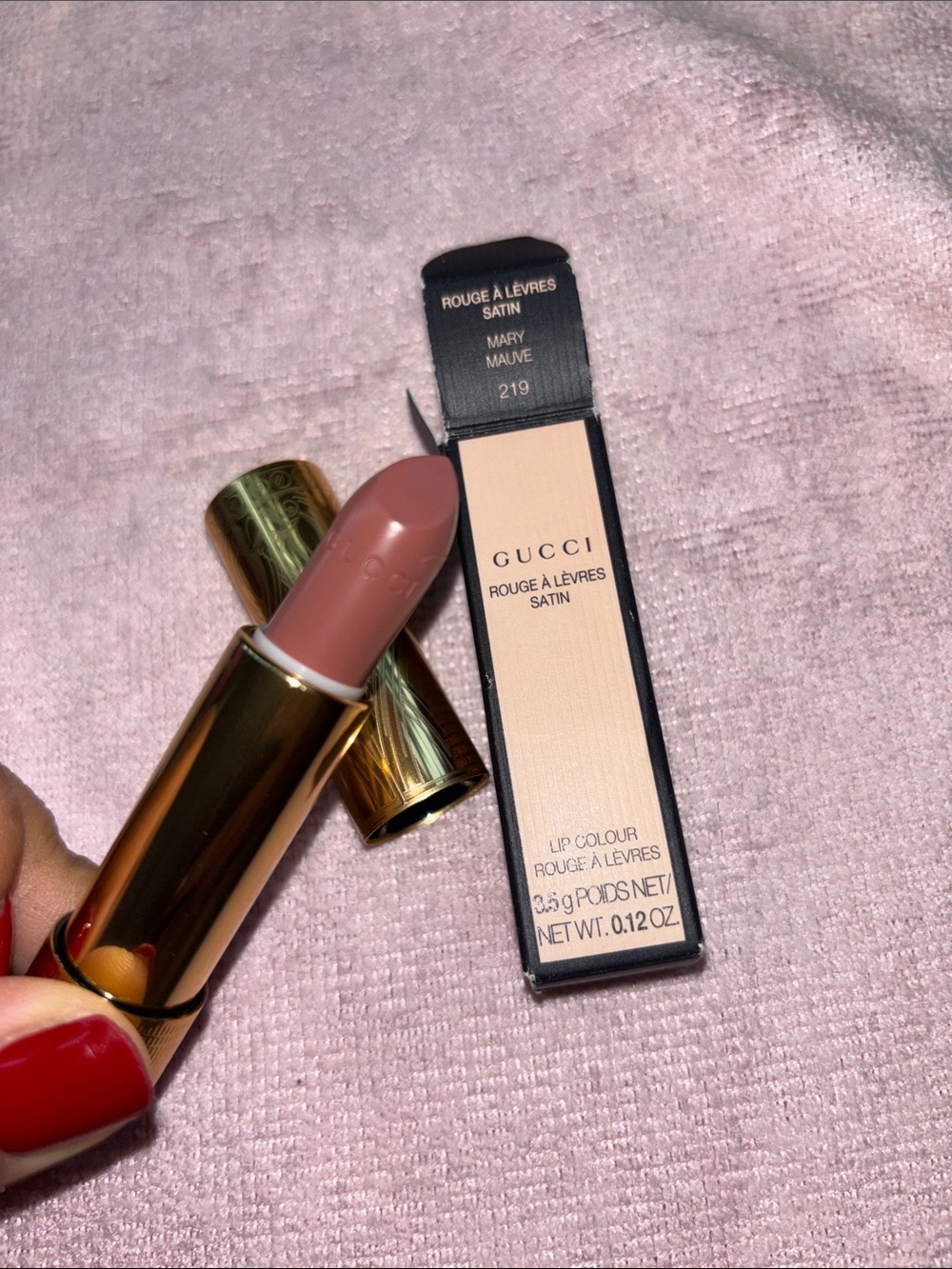 Gucci Satin Lipstick Mary Mauve 219 — Soft Mauve Pink